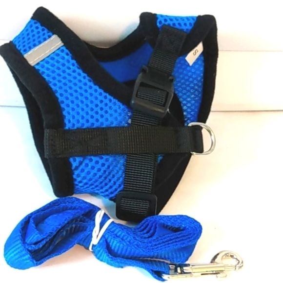 SMALL PET HARNESS VEST WITH LEASH ROYAL BLUE AND BLACK SIZE SMALL NWT - Picture 6 of 8
